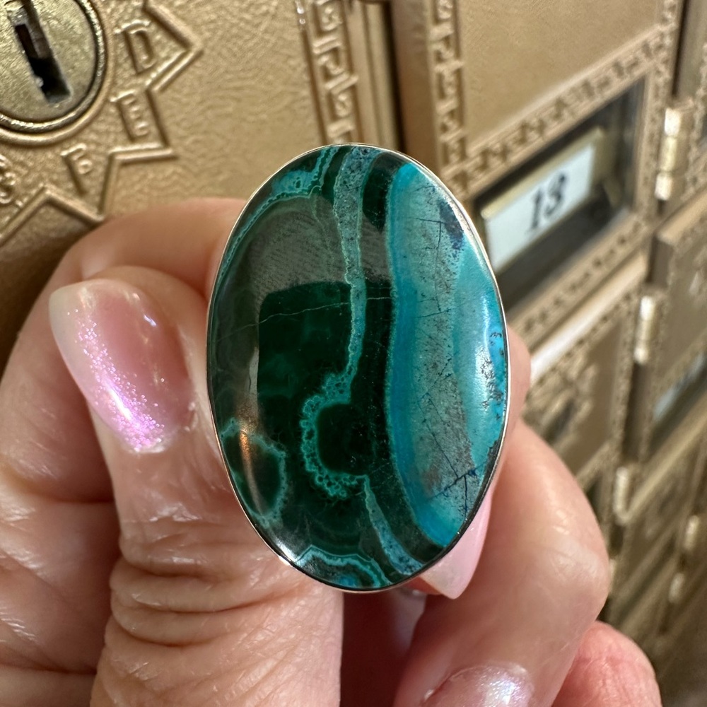 Malachite & Azurite Sterling Silver Statement Ring
